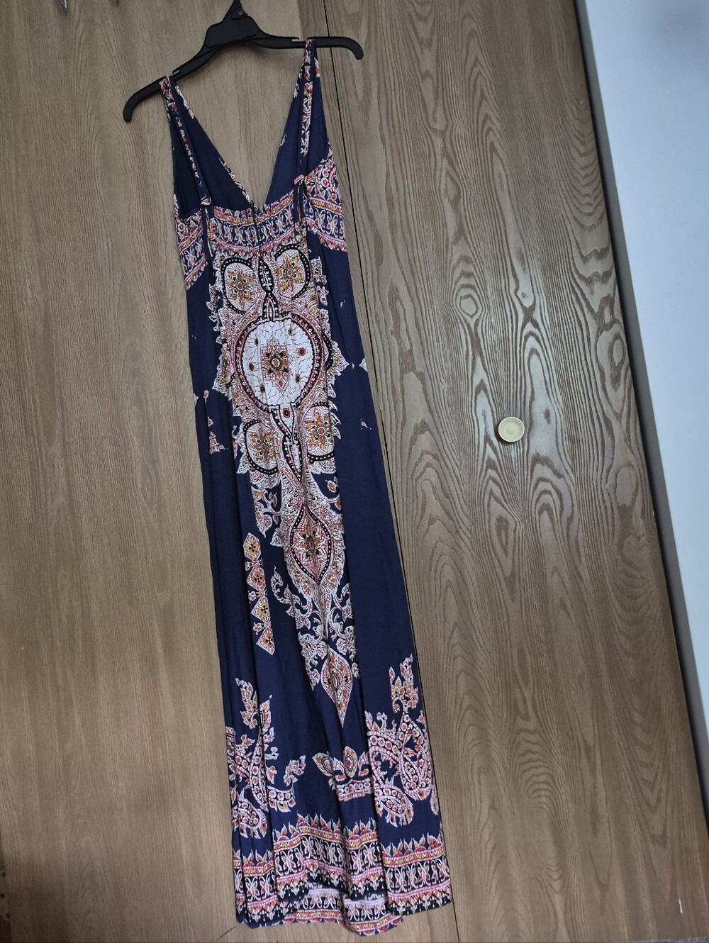 Angie Navy Blue Paisley Medallion Maxi Boho Rayon Dress Small - Picture 8 of 9